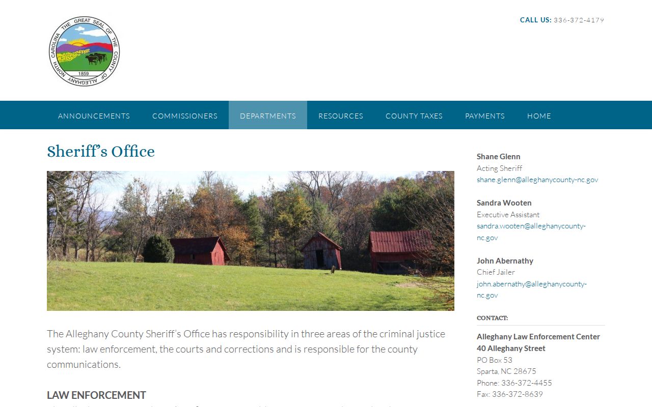 Alleghany County Sheriff page without a public arrest roster link